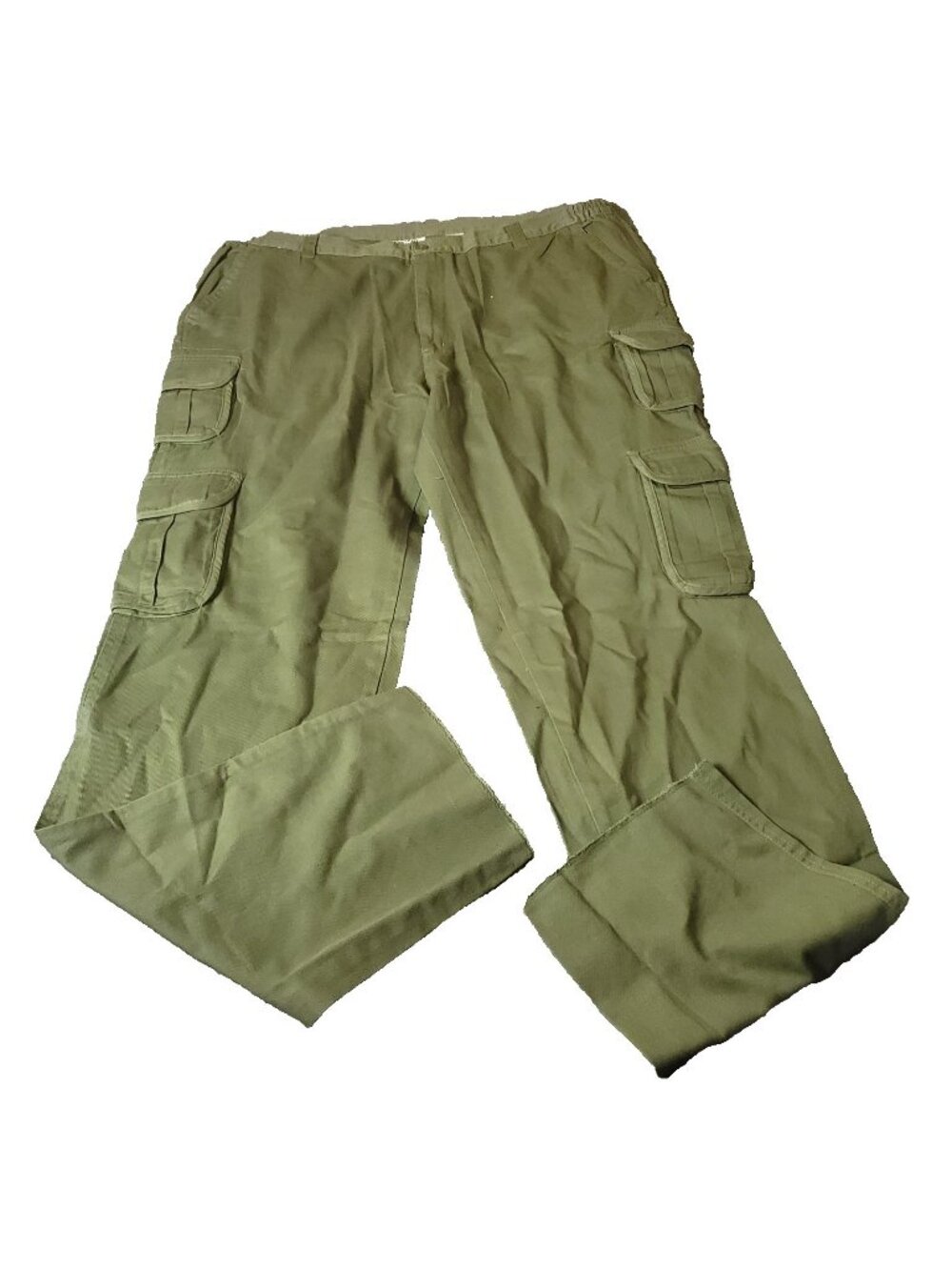 KingSize Cargo Pants Men 44 x40 Big Tall Green LL Chino Khaki Cotton y2K Elastic